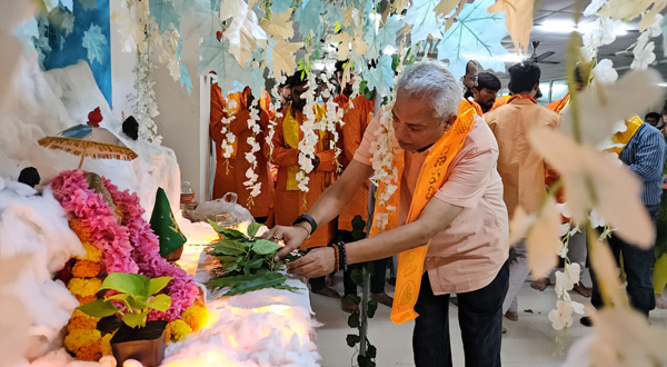 Honoring Lord Ganesha with Flowers