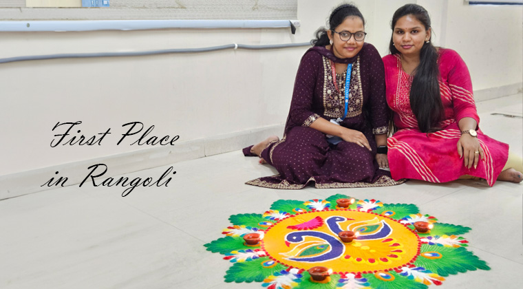 Sailee & Ipsita Won First Prize For Rangoli